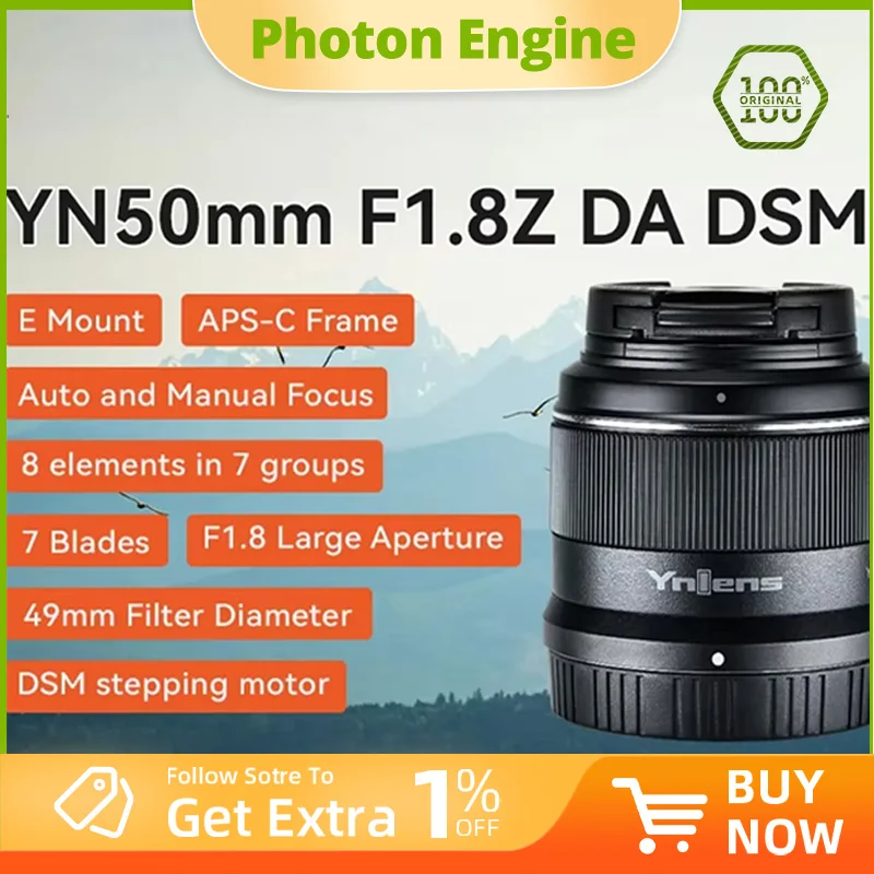 

YONGNUO YN50mm F1.8Z DA DSM Auto Focus Standard Prime APS-C Frame Lens for Nikon Z Mount Mirrorless Z5 Z6 Z7 Z6II Z7II Z30 Z50