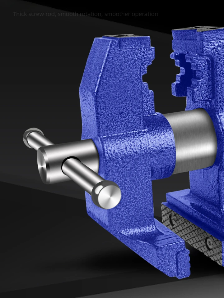 Heavy-Duty 10-Inch Ductile Iron Bench Vise With 360° Swivel Base – Multi-Jaw For Pipe & Flat Stock, Blue Finish