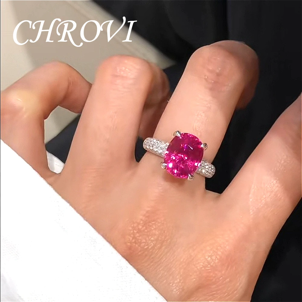 Exquisiter offener Ring aus 925er Sterlingsilber mit rotem Saphir für Damen. Modischer Edelsteinschmuck. – Detail 3