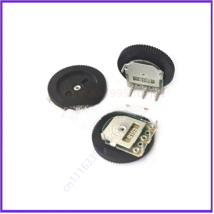 100pcs  Black 3-Pin Single Gang Dial Potentiometer B104/204 100K 200K with Gear 16*2mm for Volume Resistor