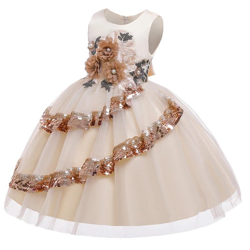 Summer Baby Girl Party Dress Elegant Kids Dresses For Girls Children Clothes Flower Princess Dress Wedding Evening Party Dress