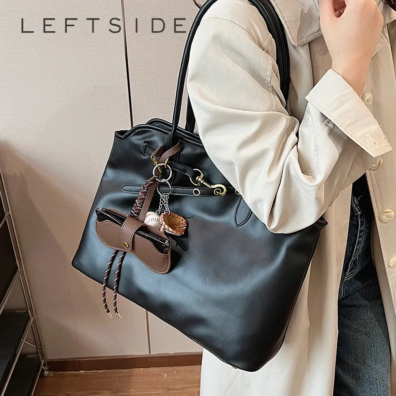 

Левая сторона, большие сумки на плечо из искусственной кожи для женщин, 2024, дизайнерская женская сумка-тоут Y2K, женские роскошные модные сумки и кошельки