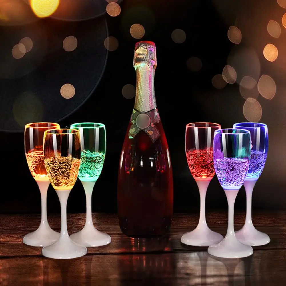 1/6Pcs LED Light Up Champagne Glass Party  Shot Cups Coffee Milk Whiskey Drinking Glasses LED Wine Glass Party Decoration