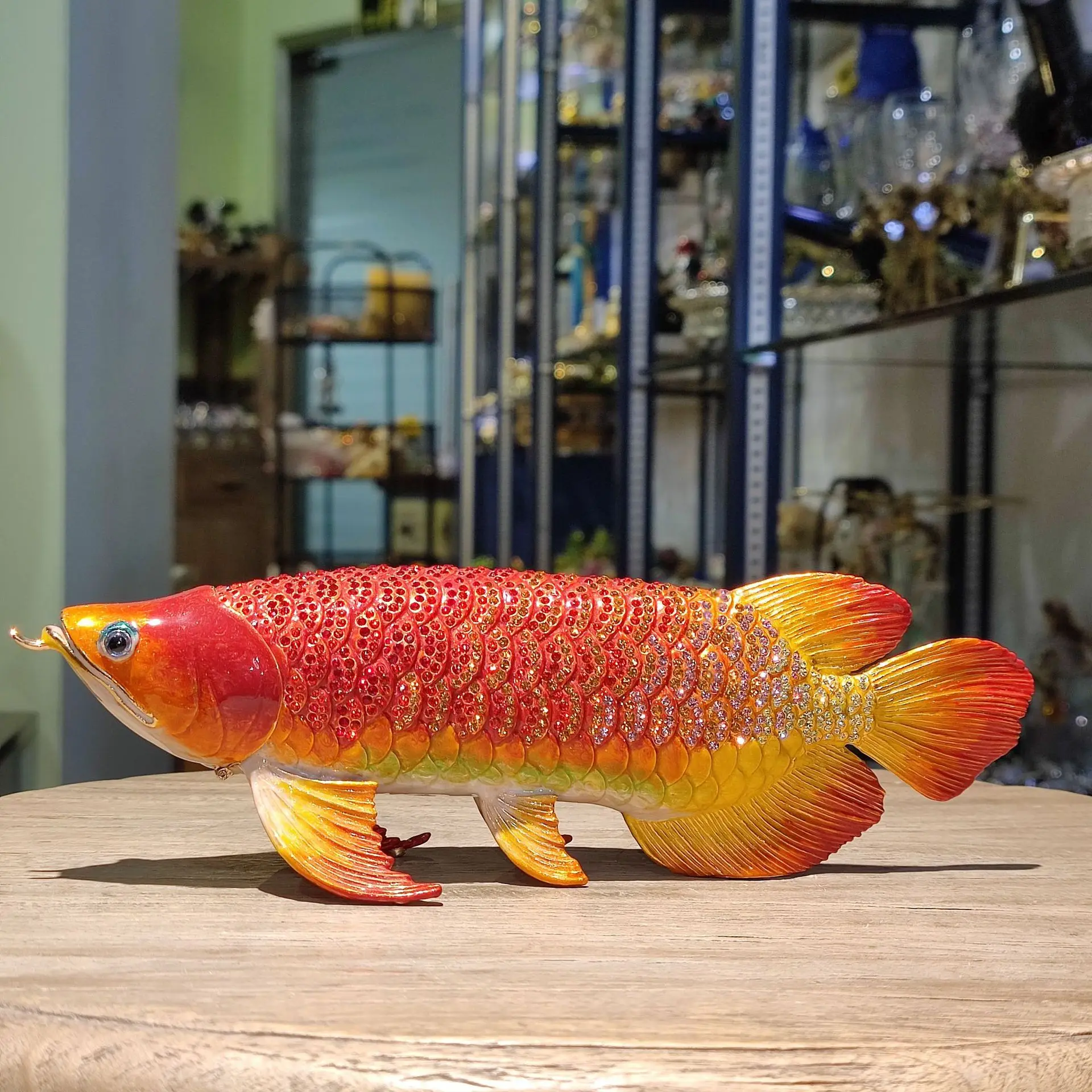 

2023 TOP Geomantic omen Home Company business Decorative bring wealth money GOOD LUCK gold Dragon Arowana fish diamond Statue