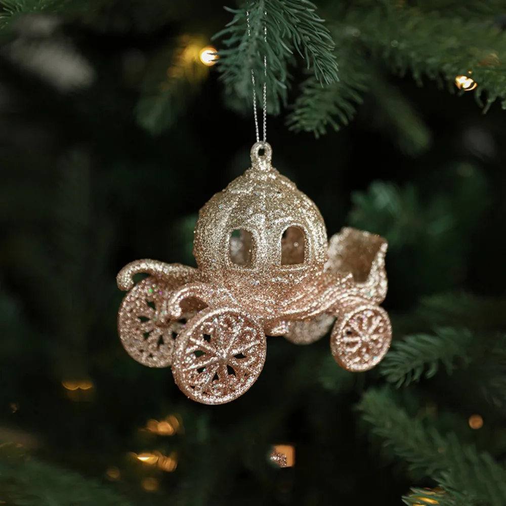 

Gold Christmas Hanging Decoration Plastic House Bike Xmas Ornament Ball Crown Xmas Tree Party Supplies Hanging Pendants