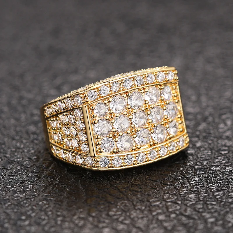 

Trendy Square Geometric Full-Inlaid Ring, High-End Heavy-Duty Bling Jewelry, Unique Niche Elegant for Fashion Women' & Men Gift