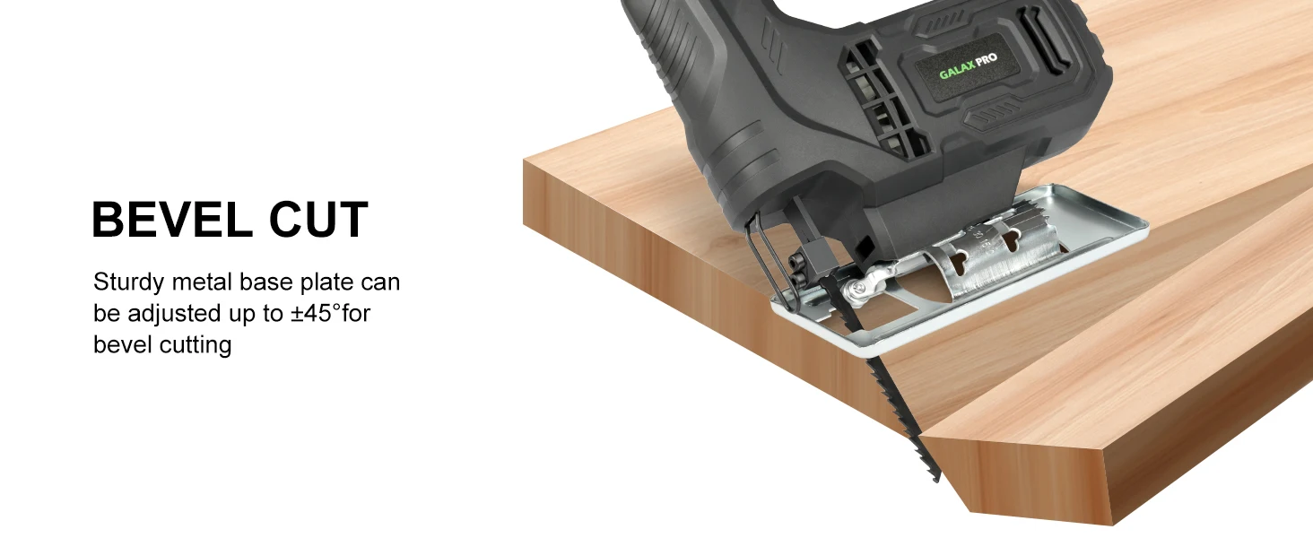 GALAX PRO Stichsäge 400W Leistungsstarker Motor Elektrische Säbelsäge 3000 U/min Einstellbar ±45° ° Abgeschrägter Schnitt für Tischler DIY Holzbearbeitung – Detail 7