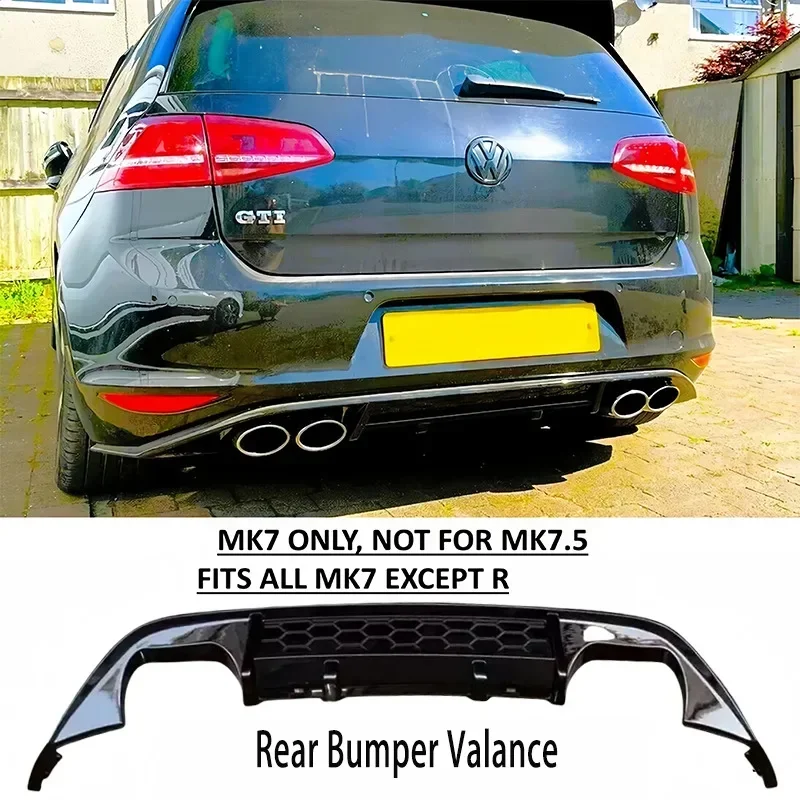 For VW Golf 7 GTI GTD GTE TSI TDI R-Line (Not For R) 2012-2017 Rear Valance Rear Bumper Lip Diffuser Spoiler Splitter Bodykit