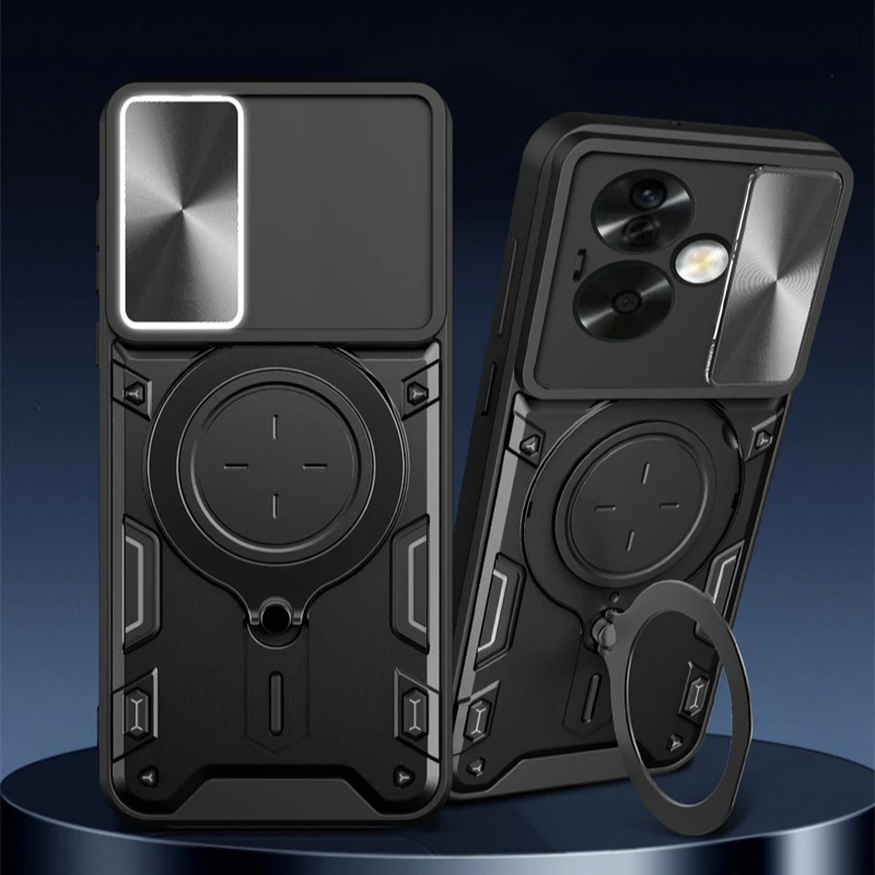 Protective Cover For Realme Note 60 50 Case With Ring Stand Holder Lens Protection Shockproof Fundas Coque Capa