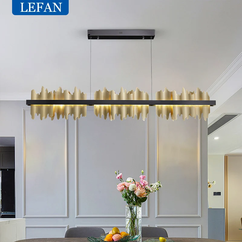 Modern Nordic Rectangular Led Pendant Light Minimalist Chandelier For Living Room Loft Bar Indoor Home Decor Lighting