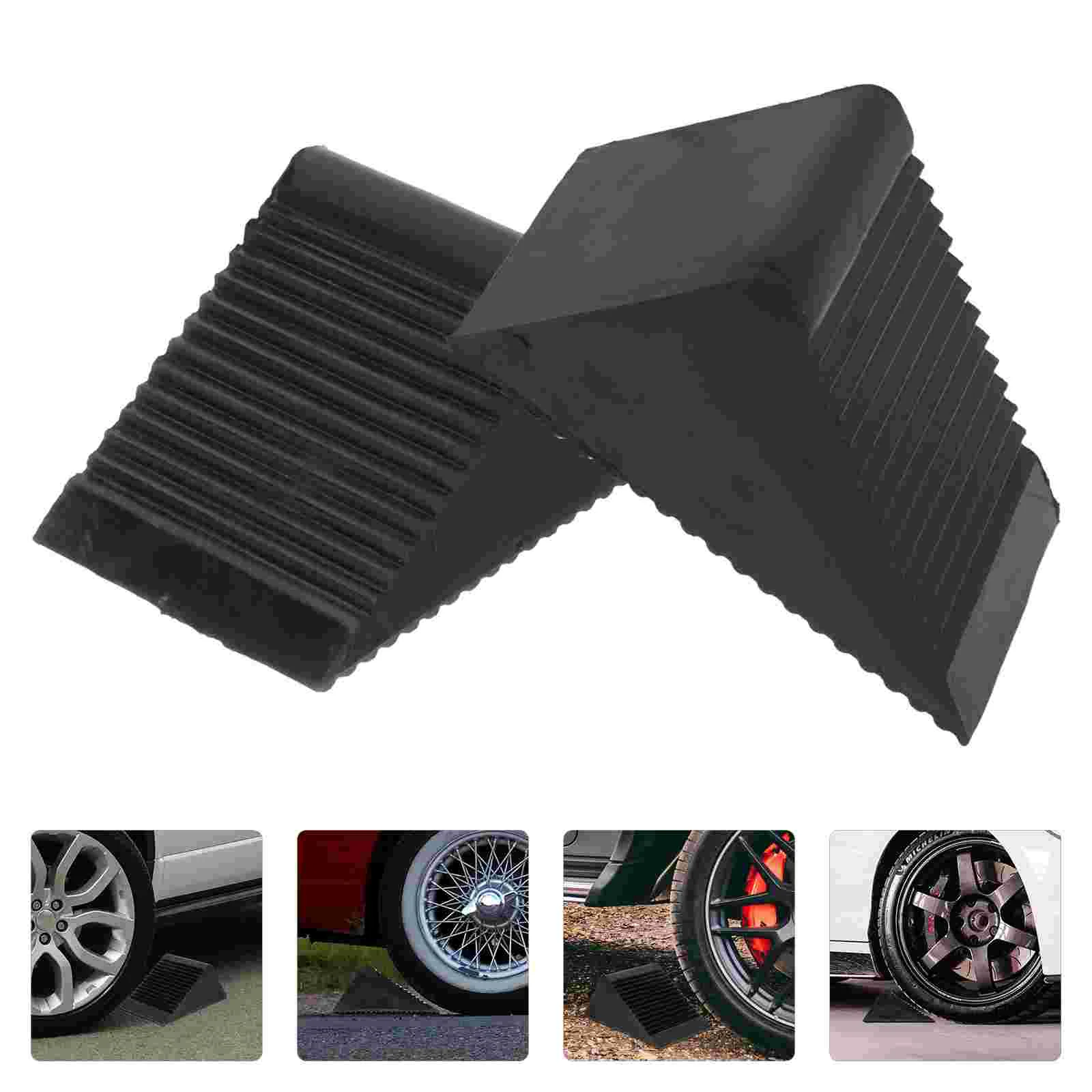 2 Pcs Wheel Anti-Slip Pad Stopper X Chocks Motorcycle Tire for Heavy Duty Rubber Wedge Car Triangle