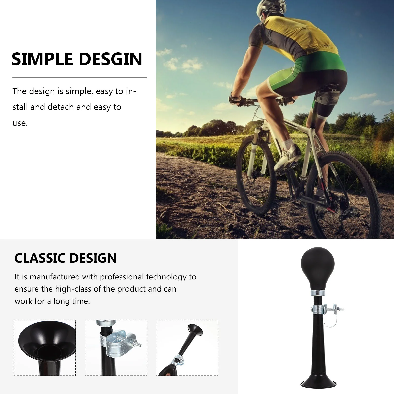 Bell PVC Wear Resistant Iron Electroplated Bike Bells Easy Install Detach Handlebars Safety Decorative