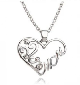 Fashion Korean Mother And Child Love "Mom" Crystal Pendant Necklace Mother's Day Gifts Sweater Chain Necklace For Mother
