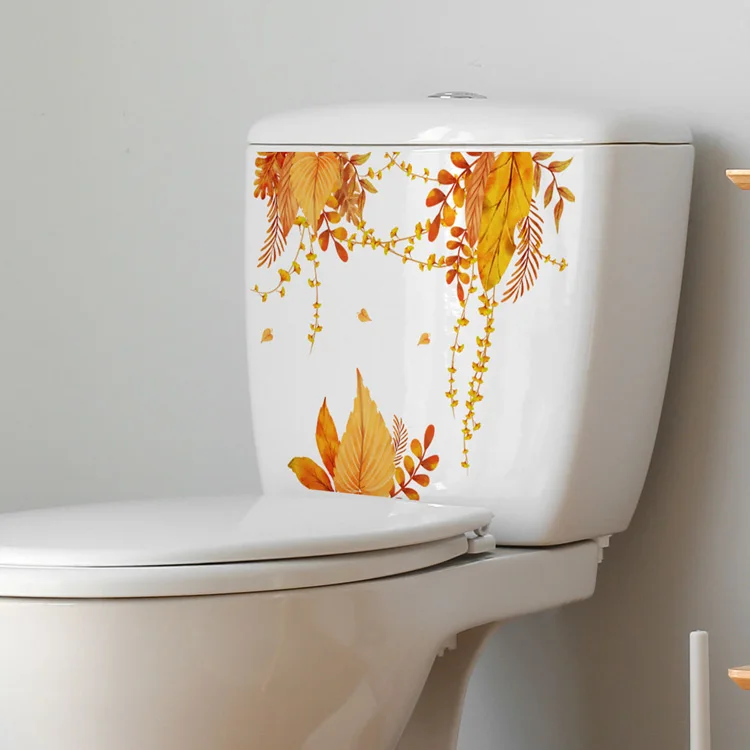 Wunderschöne gelbe Blätter-Wandaufkleber, Badezimmer-Toiletten-Dekor, Wandbild, Wohnzimmer-Schrank, Verschönerung, Dekoration, selbstklebende Aufkleber – Detail 3
