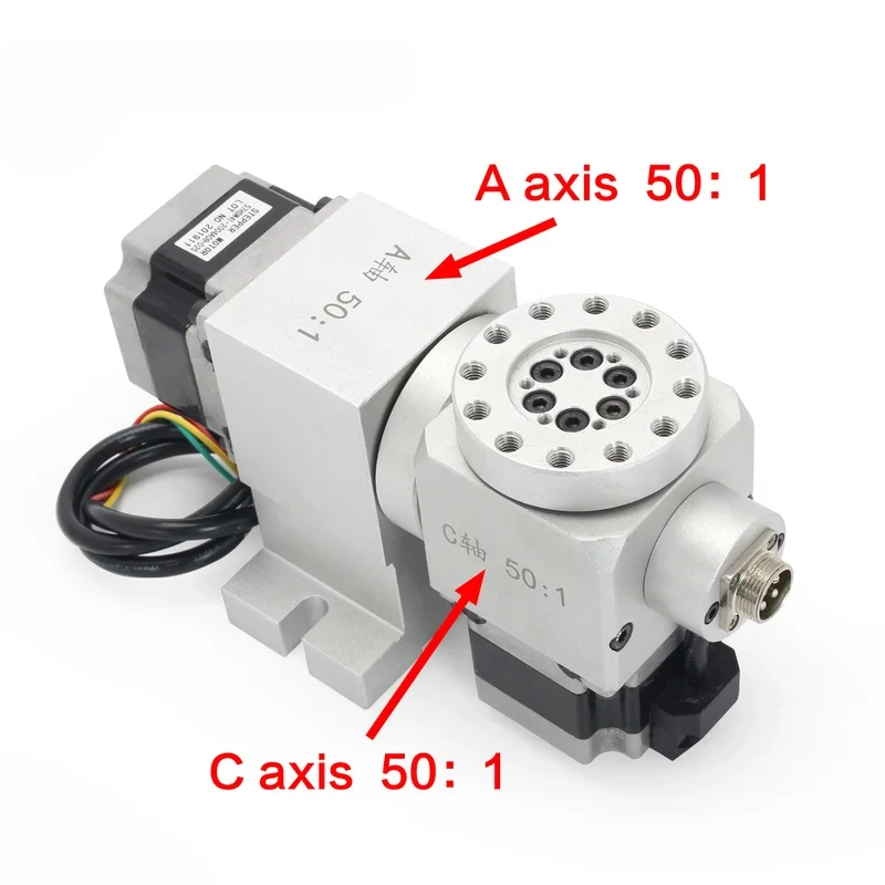 CNC 4th. 5 Fourth Fifth A C Rotary axis harmonika drive reducer dividing head dengan Nema 23 Motor Stepper tahan air