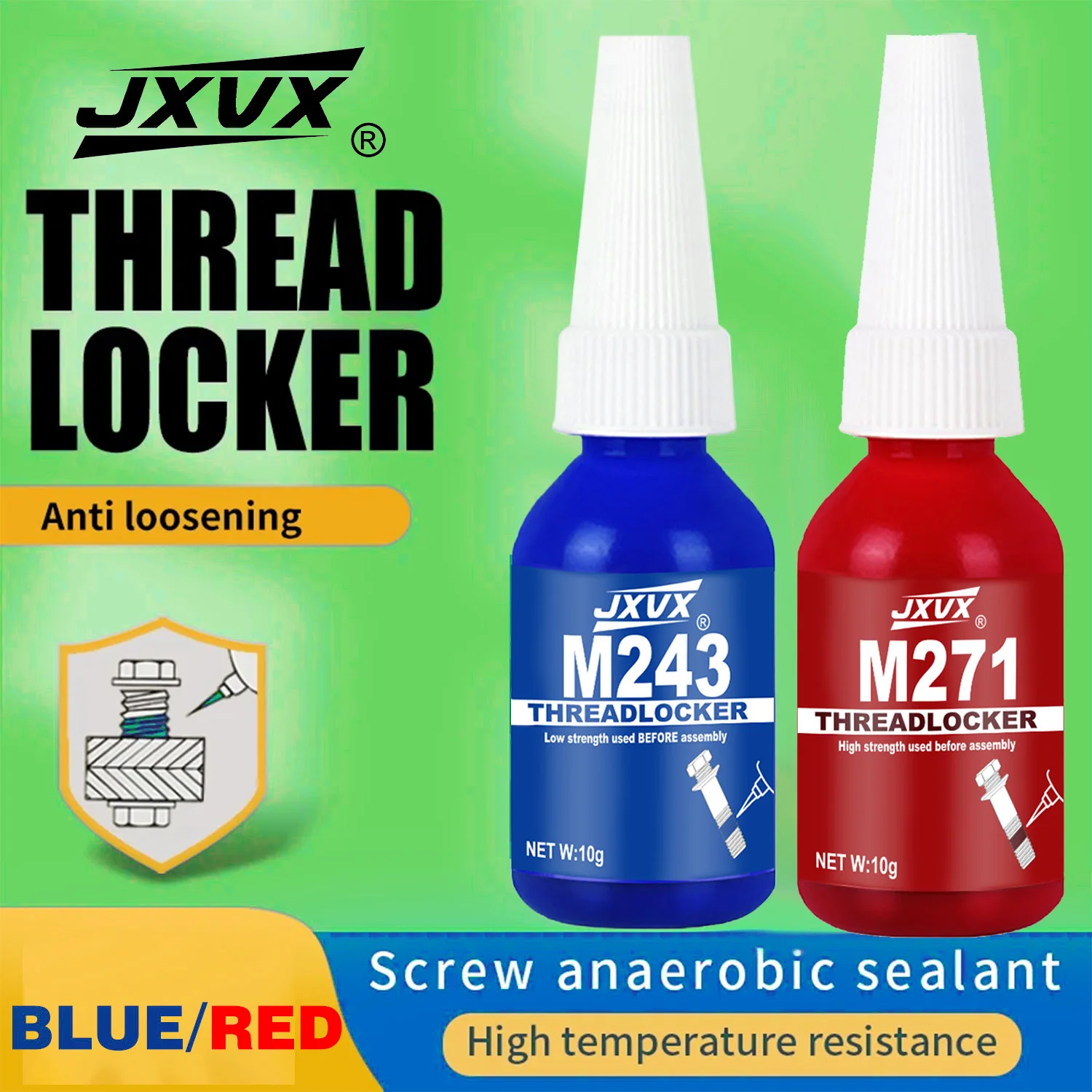 

243/271 Screw Lock Threadlocker Red Screw Glue Thread Locking Agent Anaerobic Glue Anti-loose Universal Thread Sealants,6PCS.