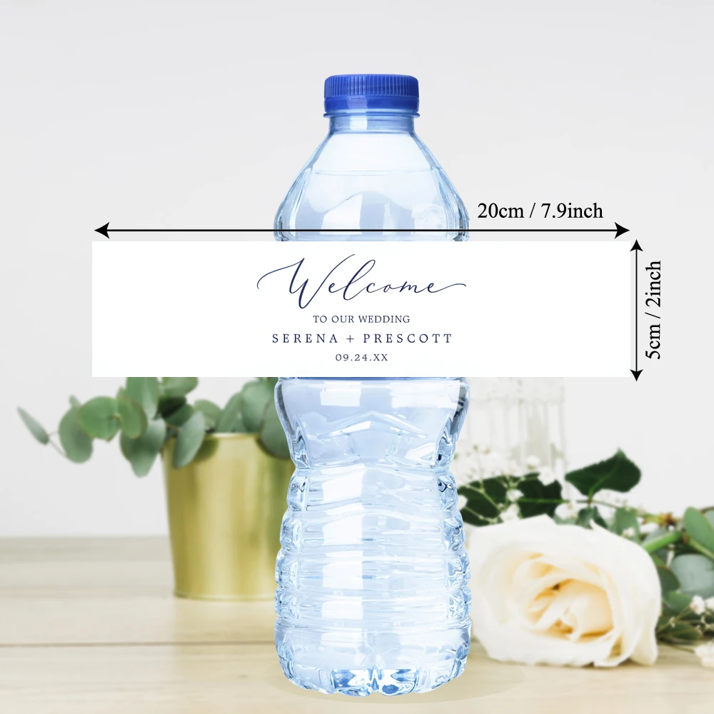 Personalized Water Bottle Label, Waterproof Stickers for Water Bottles, Wedding, Custom Label, 15 Pcs, 30Pcs