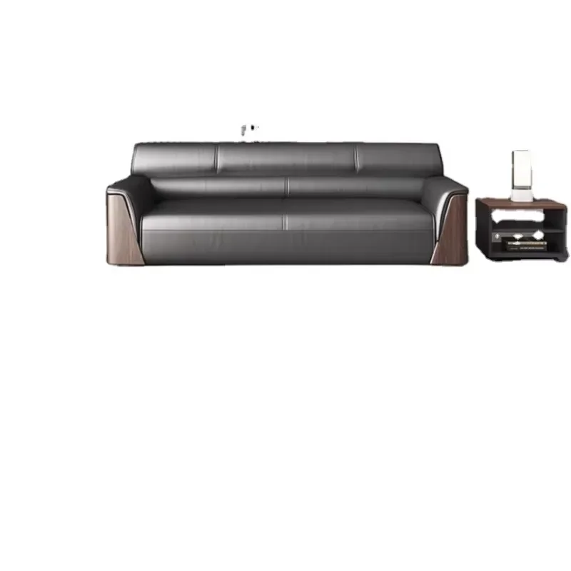 Modern Nordic Hotel Reception Restaurant Waiting Chair Black Leather Office Waiting Sofa