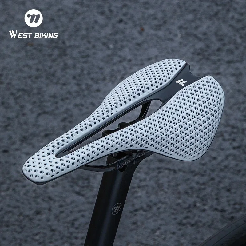 WEST BIKING 3D Printed Bike Carbon Fiber Saddle Bicycle Seat Cushion Lightweight Shock Absorption Road Mountain Bike Saddle