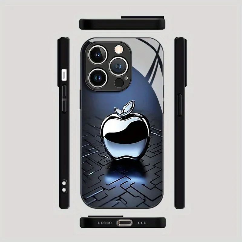 التكنولوجيا المعدنية ل أبل نمط الزجاج المواد جراب هاتف آيفون 17 16 15 14 13 12 11 برو ماكس زائد 16E 17Air XS X غطاء