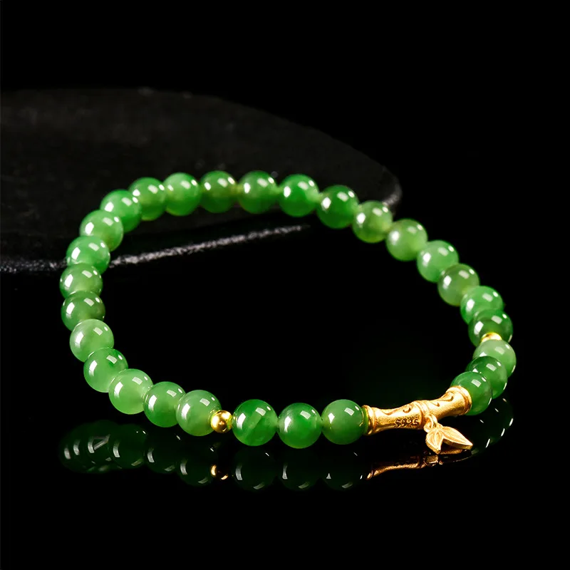 Natural Old Material Hetian Knot , Women'S Antique Style Jade Bracelet