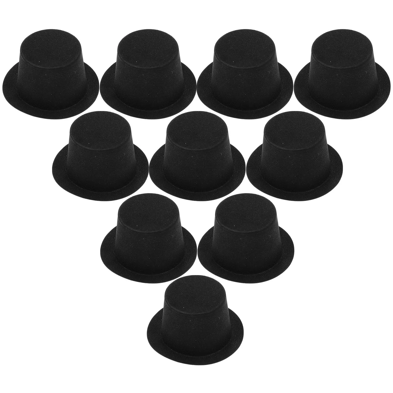 10Pcs Mini Black Top Hat Christmas DIY Decoration Supplies Festive Craft Props Holiday Party Favors Home Table Scene Ornaments