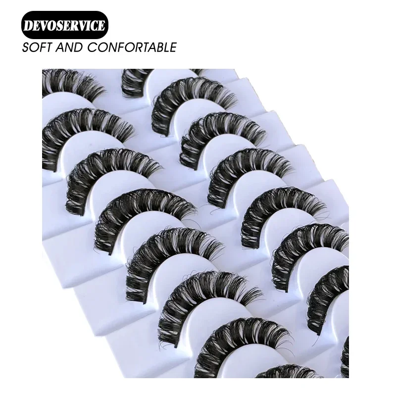 Devoservice-厚いクロスつけまつげ,3Dアイラッシュエクステンション,メイクアップ,卸売,8ペア