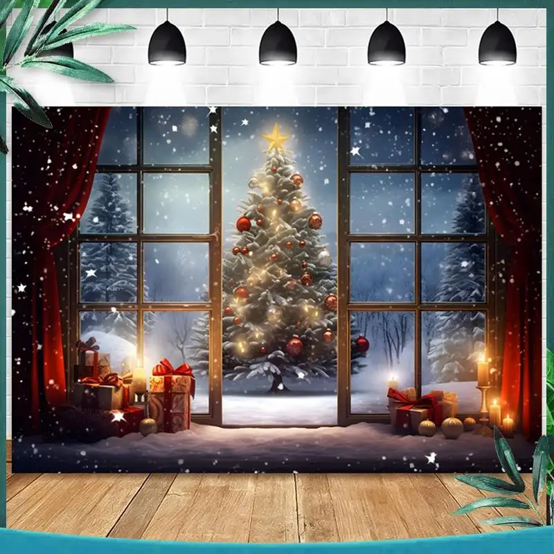 (جديد) 210X150 سنتيمتر عيد الميلاد خلفية القماش شجرة عيد الميلاد ندفة الثلج الطرف الديكور الأطفال التصوير خلفية القماش #3