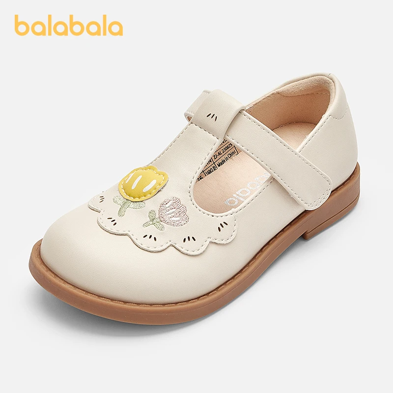 

Balabala Toddler Girls Princess Shoes Spring 2025 Vintage Style Breathable Leather Shoes for Daily Wear