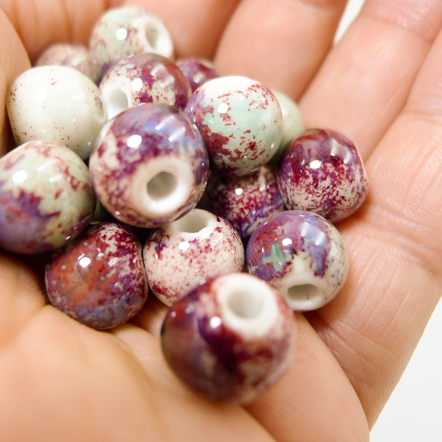 12# 40pcs Quality Ceramic Beads Not Wooden  For Earrings Making Porcelain Bead For Jewelry Making 12mm Components #A212B