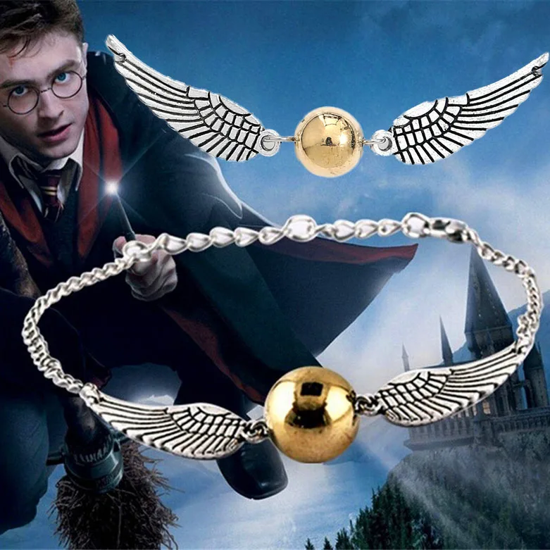 Golden Snitch Bracelet Cute Hogwarts Personality Wing Alloy Bracelet Kawaii Jewelry Accessories for Women Men Bangles Gifts Toys