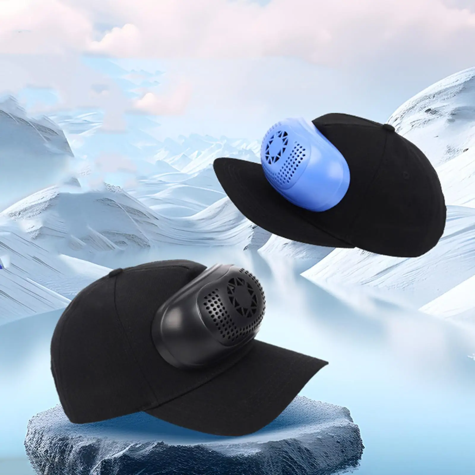 หมวกเบสบอลกระบังแสงพร้อมพัดลมวันหยุดเดินทางหมวกเบสบอลสีฟ้าสำหรับกีฬากลางแจ้งหมวกหน้าร้อนได้ถึง3ระดับ