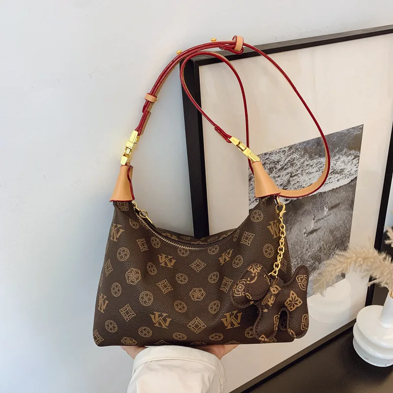 

Дизайнерская сумка через плечо для женщин, модные новые сумки с принтом подмышек, сумки для пельменей, новинка 2025 года, стильные элегантные сумки на плечо