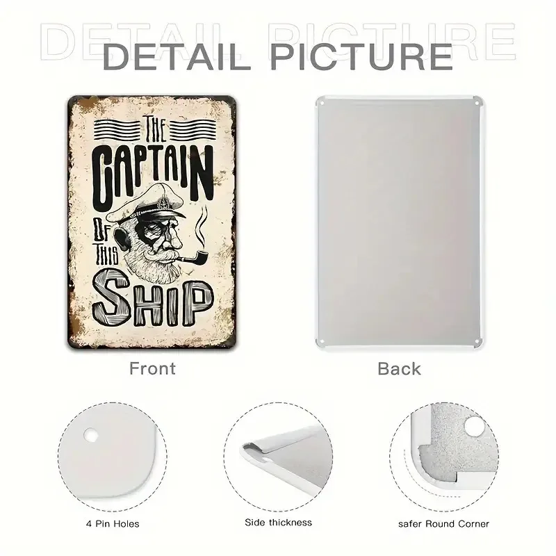 [JIT] 6 قطع ديكور معلق على الحائط معدني بحري عتيق - "نادي بحار" و"Let Your Dreams Set Sail" - 20.32 × 30.48 سم، ريفي نوتيكا