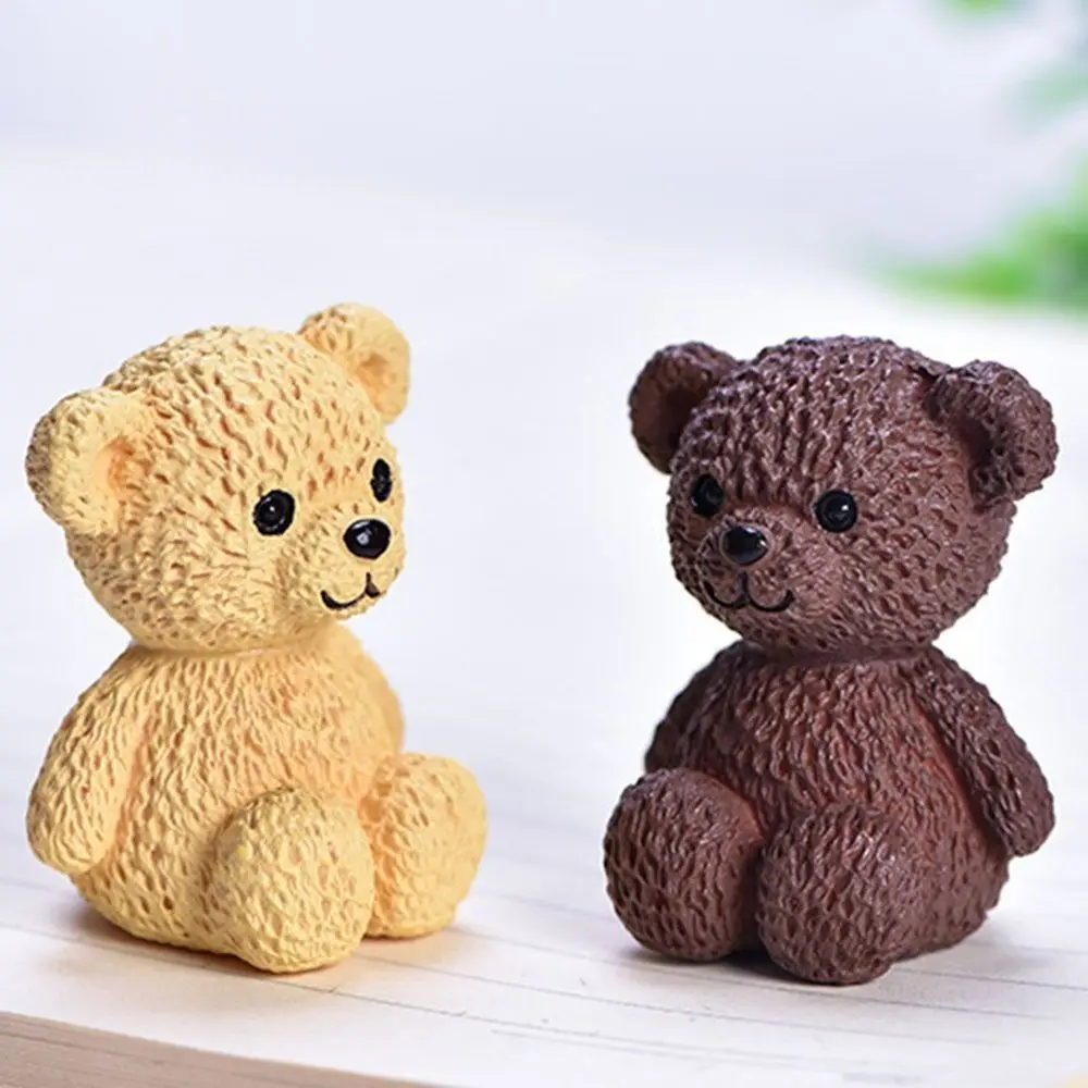Animal Figurines Cute Miniature Bear Figurines Mini Funny Cartoon Animal Statue Handmade Plastic Bear Ornament Home
