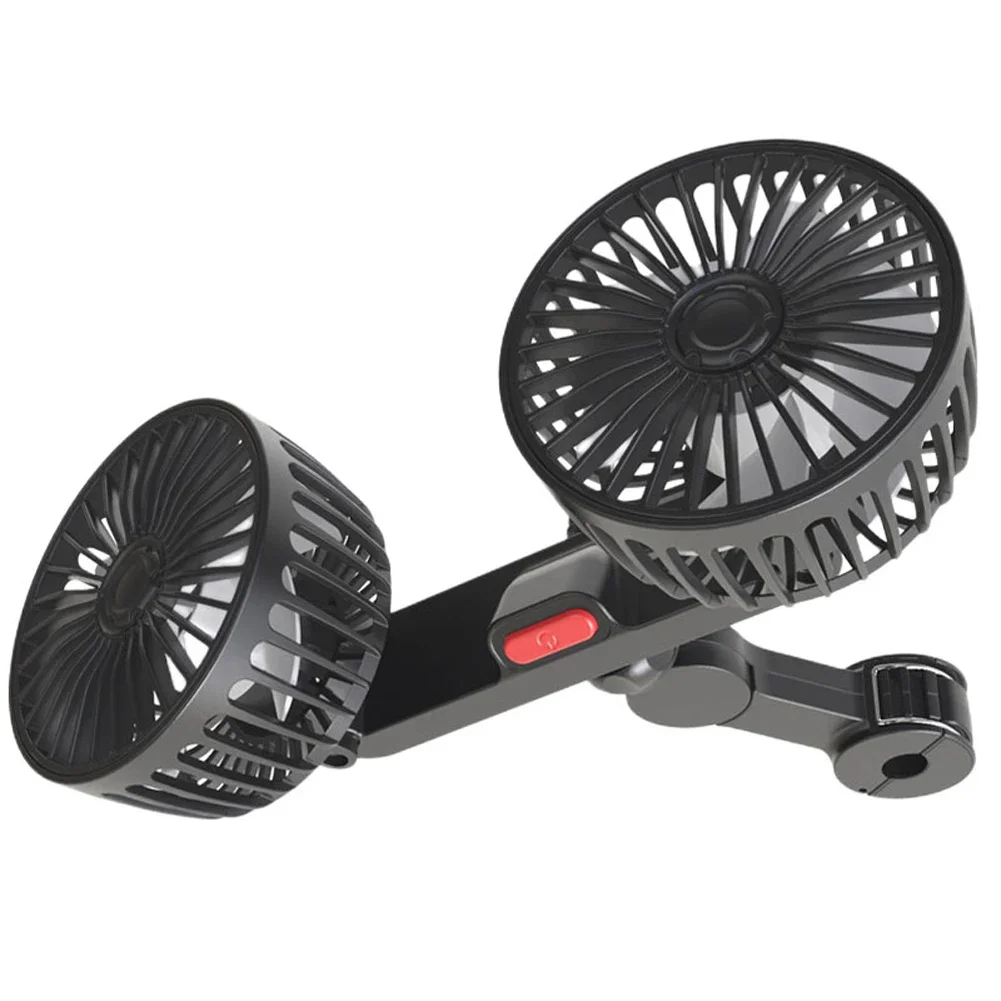 USB Charge Dual Head Fan Car Seat Back Cooling Fan Summer 360 Degree Rotation Auto Headrest Ventilation Fan Neck Cooler