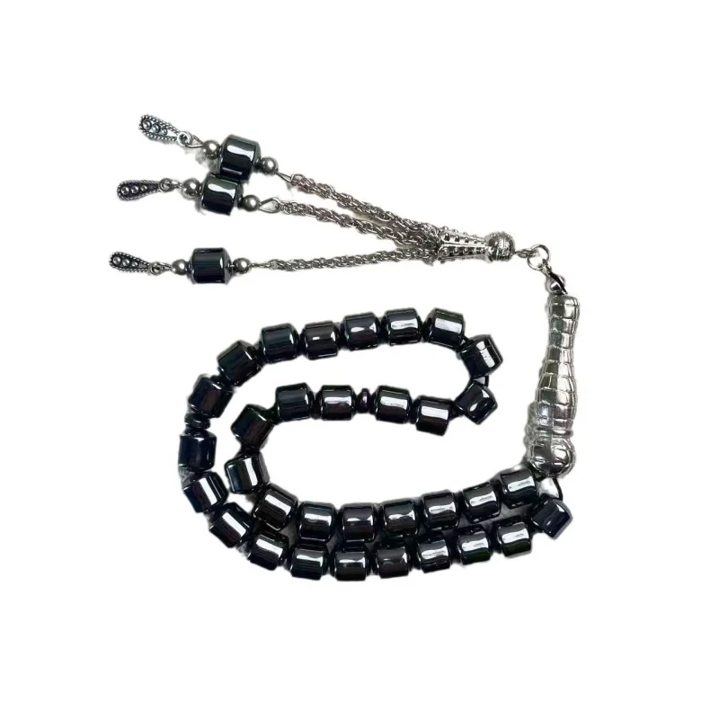 33 8mm black gallstones, medium cylinder, Muslim rosary beads, Hui, Middle East, Arab worship, Hajj prayer