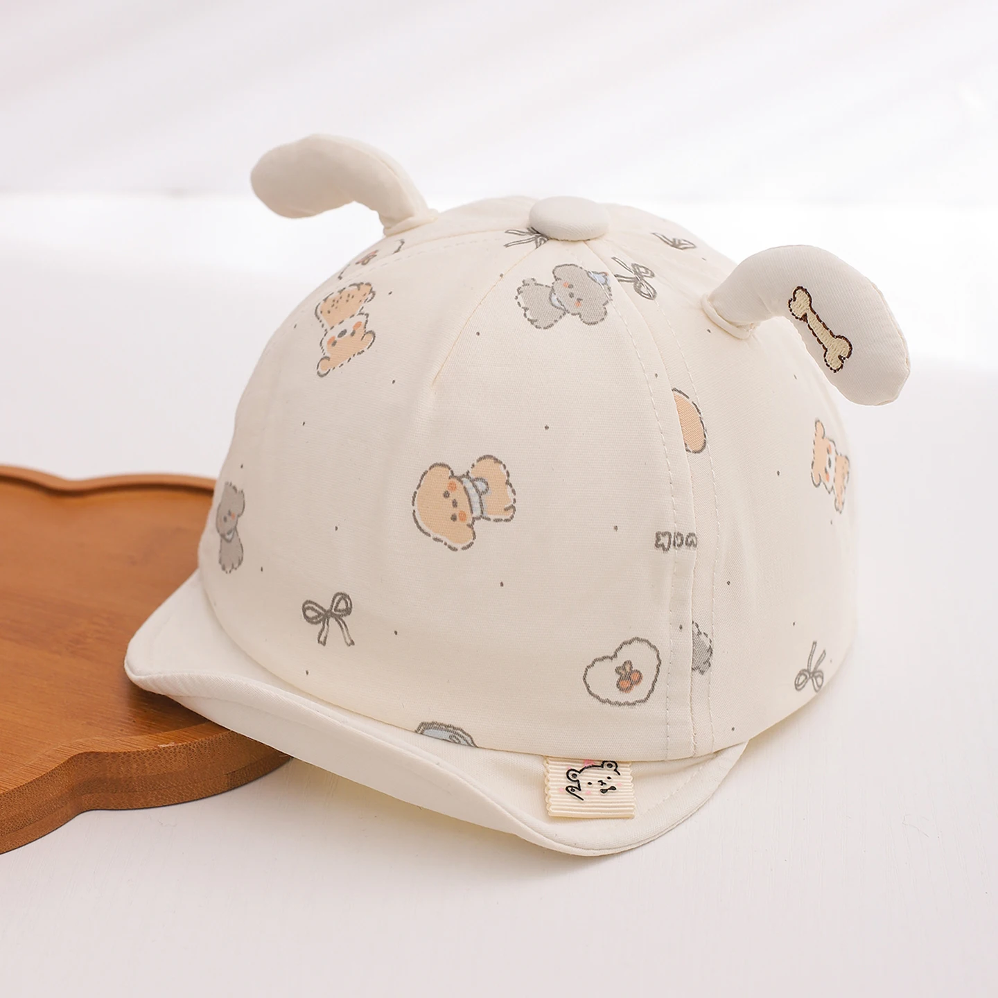 Children's Korean-style cute fabric floppy ear, puppy-style bowknot printed soft brim daily walking and outing baseball cap - view 2