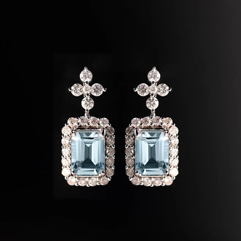 CAOSHI Beautiful Aesthetic Drop Earrings for Women Unique Blue Cubic Zirconia Trendy Wedding Accessories Fancy Birthday Jewelry