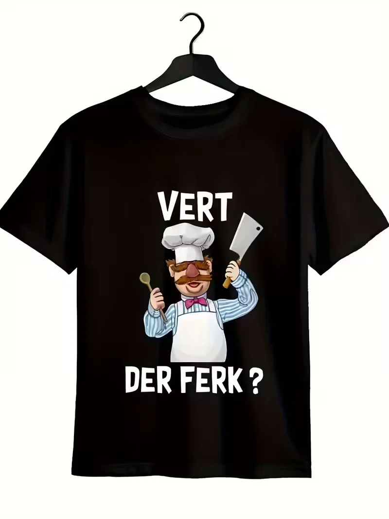 تي شيرت ديزني للنساء والرجال Vert Der Ferk تي شيرت قطني للطهاة السويدية تي شيرت غير رسمي كبير الحجم بأكمام قصيرة للجنسين عرض Muppet #1