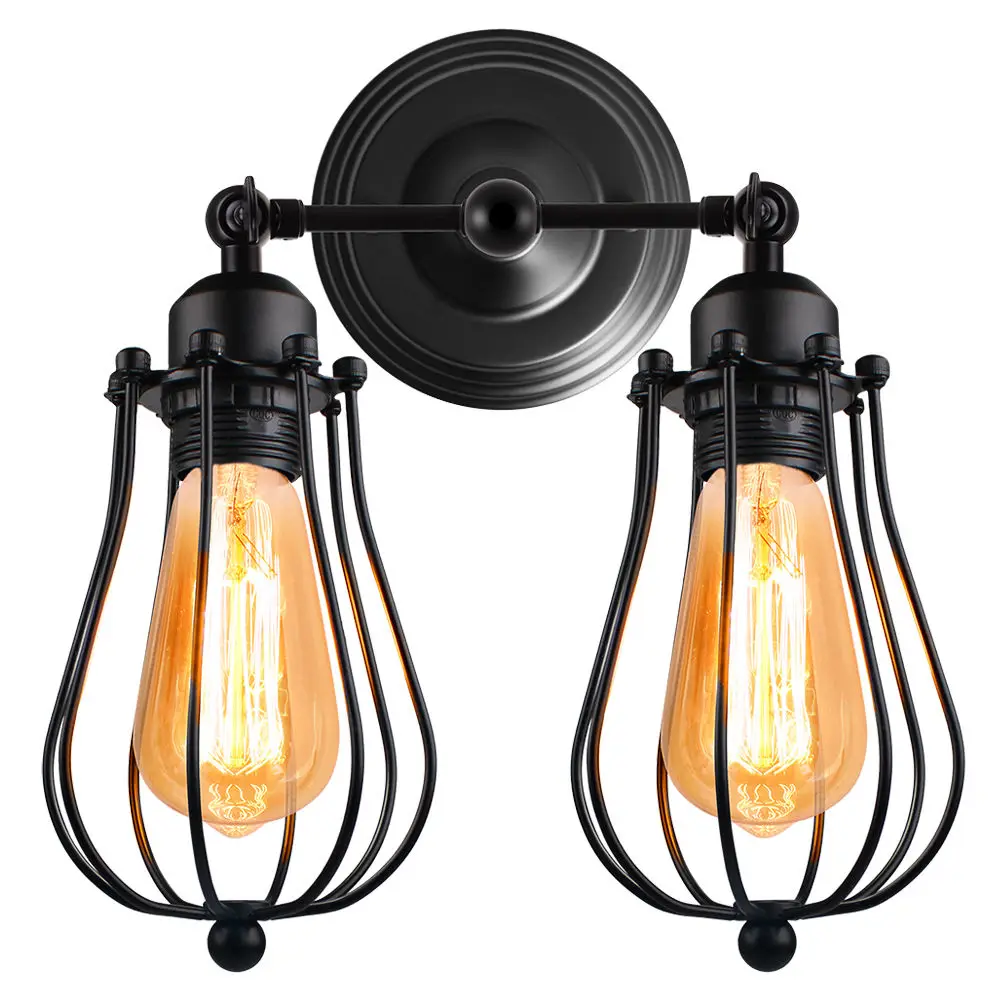 

Industrial Wall Light Shade E27 Vintage Wall Sconce Indoor Lighting Loft Double Head Lights for Living Room Bedroom Bedside Lamp