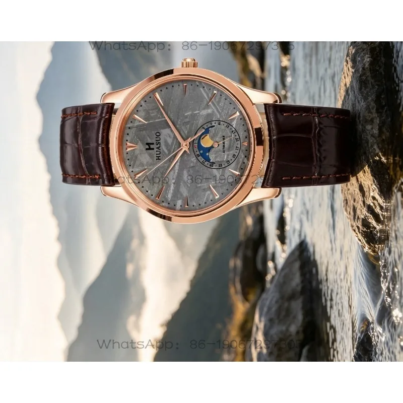 Moon phase mechanical men's watch meteorite disc automatic mechanical movement fashion men's watch high-end trend watch
