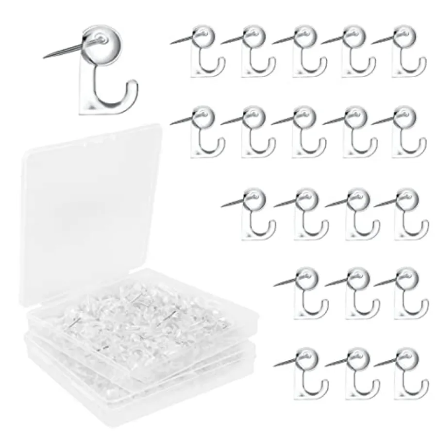

100 Pcs Push Pin Hooks Plastic Heads Pin Tacks Wall Decorative Thumb Tacks Hook for Cork Bulletin Board Map Photos Calendar Hom