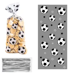 50/25 pezzi sacchetti regalo per biscotti per feste di calcio sacchetti per caramelle per feste forniture per decorazioni di compleanno a tema calcio per bambini