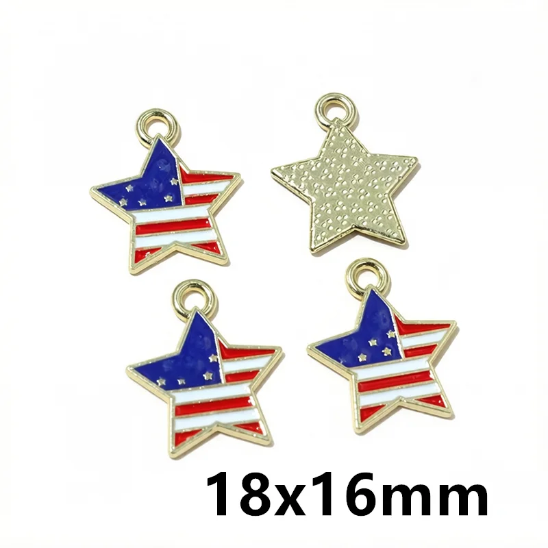 10Pcs Enamel USA Flag Charms Pendant Independence Day of United States 4th of July Heart Cross DIY Jewelry Making Accessories view 3