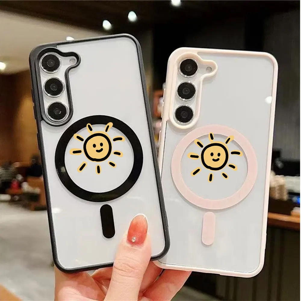 Pretty Lovely Cartoon Magnetic Wireless Charging Phone Case For Samsung Galaxy S26 S25 S24 S23 S22 Ultra Plus FE Anti-Drop Cover