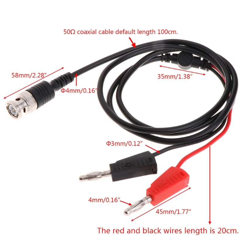 Coaxial BNC Male to Dual 4mm Banana Plug Test Cable Stackable for Oscilloscope