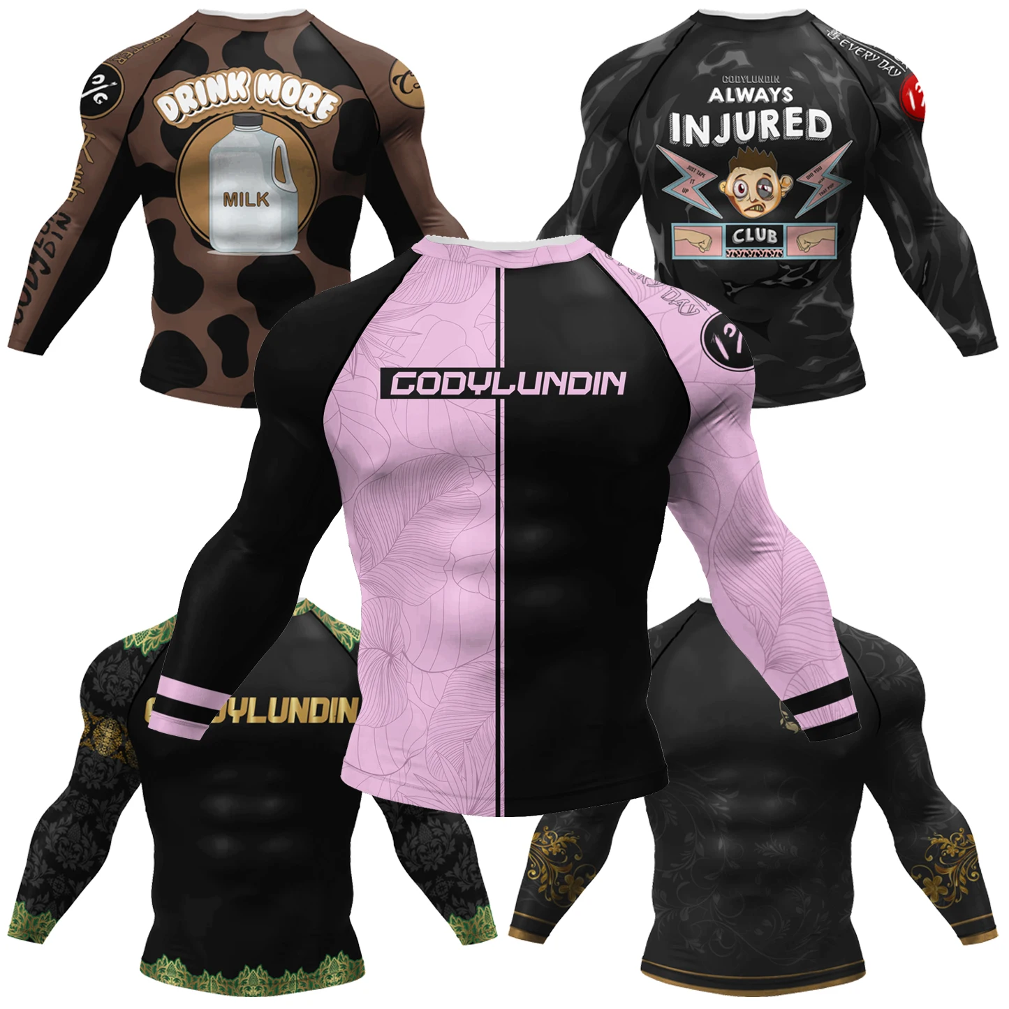 CODY LUNDIN Custom mma rashguard uv protective blouse thermal shirt male rash guard jiu jitsu long sleeve bjj jersey boxing wear