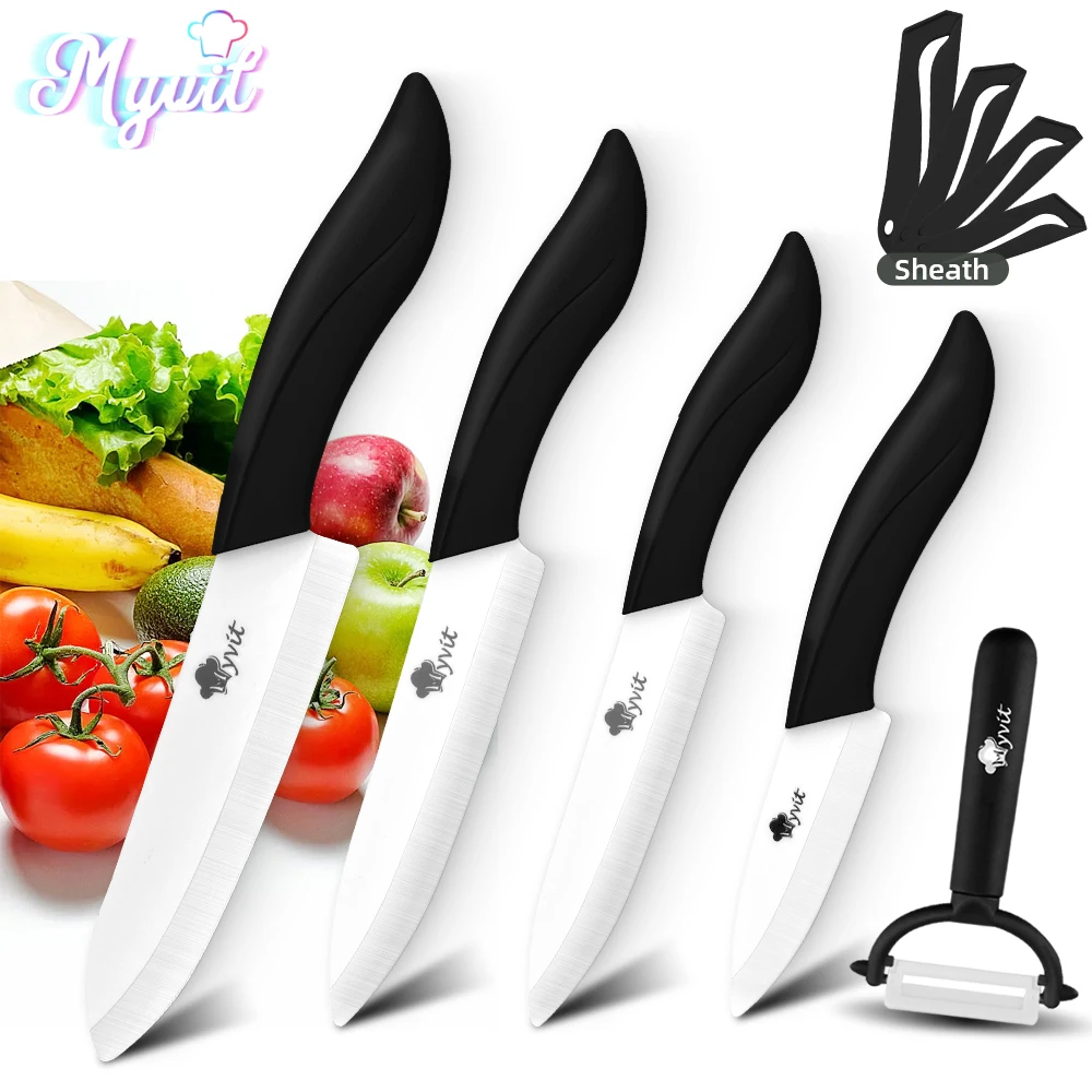 Ceramic Knives Set 3 4 5 6 Inch Chef Utility Paring Knife Fruit Slicer White Zirconia Blade with Peeler Kitchen Cutting Tools