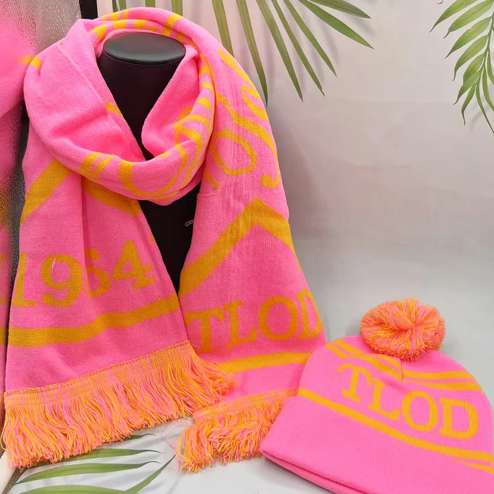 

2025 New Design Campus Graduation Ceremony TLOD 1964 sisters Winter Pink Yellow Scarf Hat Set